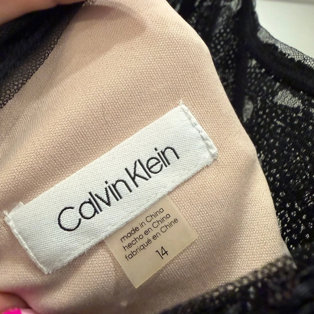 Calvin Klein Black Sequin Sheer Midi Dress - Picture 3 of 3